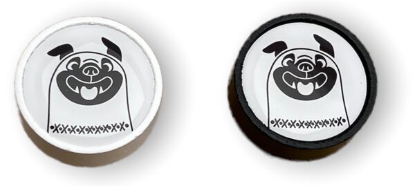 In-Design Nábytková knopka Nero bílá, motiv buldog V105