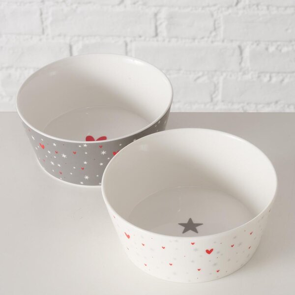 Boltze Home Collections Miska na cereálie Anella bílá se srdíčky