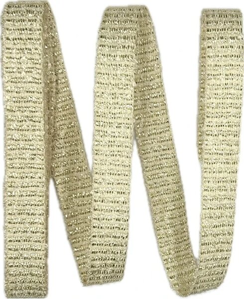 Rypsová stuha FESTIVE GOLD krémová – zlaté prošívání, slavnostní, elegantní 15mm x 2m
