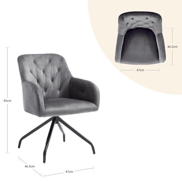 Sada dvou jídelních židlí – křesla s žlutým látkovým potahem – design ve stylu poloviny století