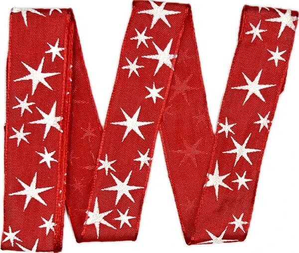 Vánoční stuha červená STARLIGHT RED saténová, skládaná 25mm x 2m (9,- Kč/m)