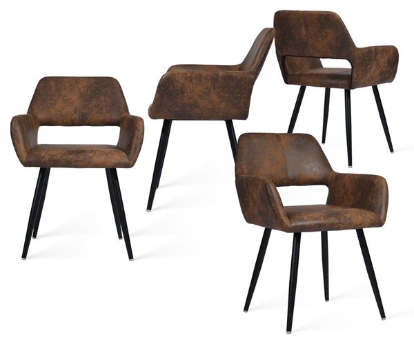 Jídelní židle – Židle s područkami – Designová židle – Kuchyňská židle – Skandinávská židle – Hnědá – 56x56x78 cm