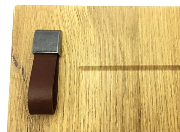 In-Design Nábytková kožená knopka LEATHER starostříbro/tm. hnědá kůže