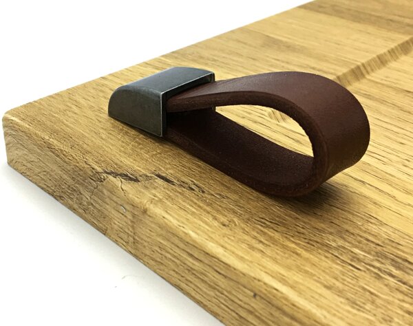 In-Design Nábytková kožená knopka LEATHER starostříbro/tm. hnědá kůže