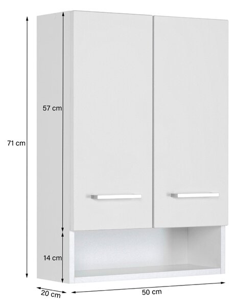 ZÁVĚSNÁ SKŘÍŇKA, bílá, bílá, 50/71/20 cm Held - Koupelnové série, Online Only