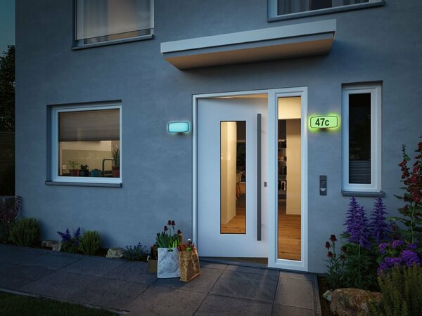 VÝPRODEJ VZORKU PAULMANN LED domovní číslo a svítidlo Smart Home Zigbee Sheera soumrakový senzor IP44 276x73mm RGBW+ 6,5W 230V antracit umělá hmota