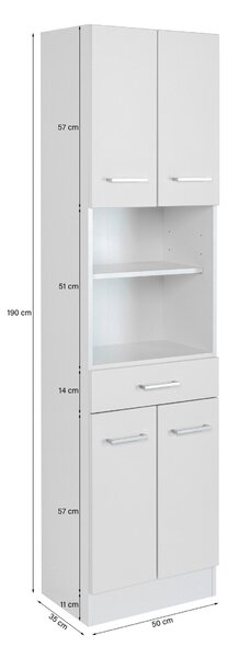 VYSOKÁ SKŘÍŇ, světle šedá, bílá, 50/190/35 cm Held - Koupelnové série, Online Only