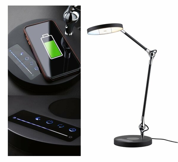 PAULMANN LED stolní lampa na psací stůl Numis 11W Qi nabíjení telefonu WhiteSwitch 2.700-6.500K 789.10