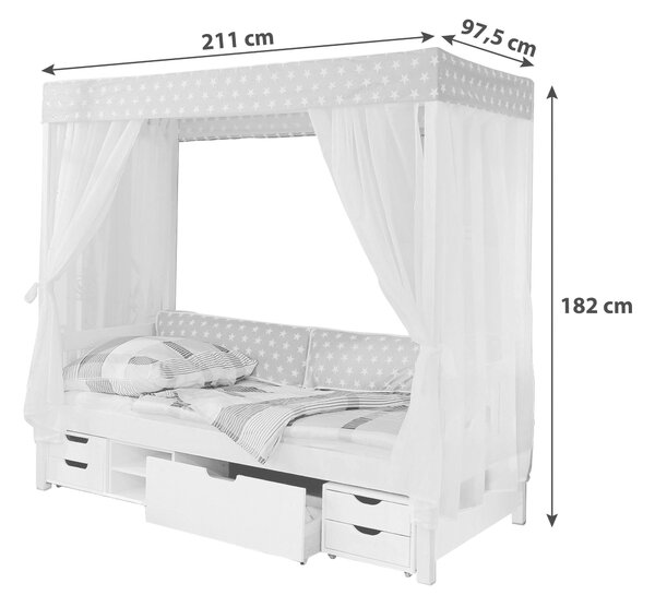 POSTEL S NEBESY, 90/200 cm, růžová, bílá MID.YOU - Online Only dětské postele, Online Only