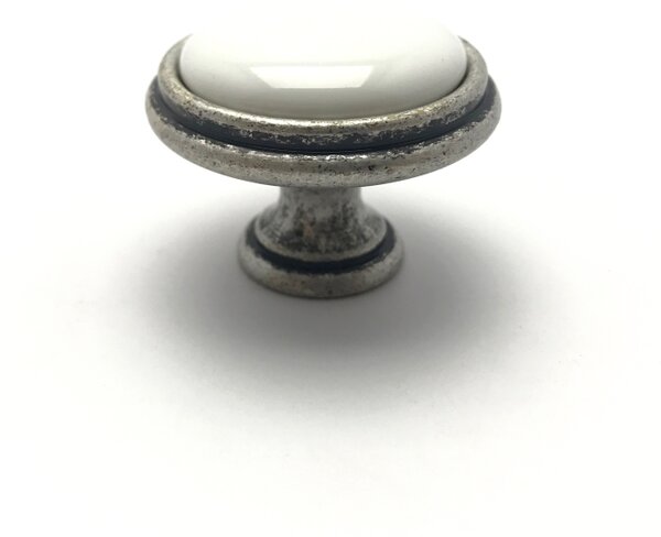 Porcelánová knopka Margarita starostříbro / porcelán bílý