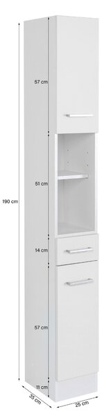 VYSOKÁ SKŘÍŇ, světle šedá, bílá, 25/190/35 cm Held - Koupelnové série, Online Only