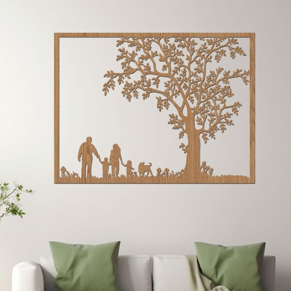 Dřevěný strom na zeď RODINA | Rozměry (cm): 40x32 | Zvolte barvu dekoru: Třešeň