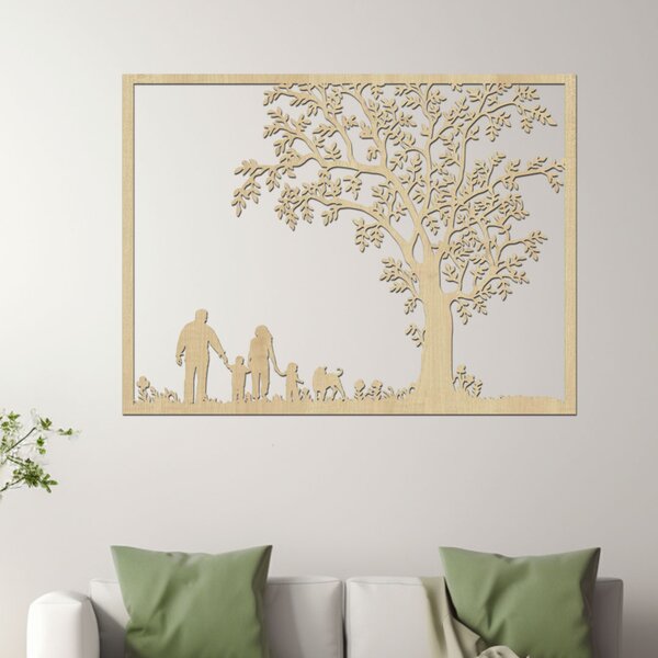 Dřevěný strom na zeď RODINA | Rozměry (cm): 40x32 | Zvolte barvu dekoru: Třešeň