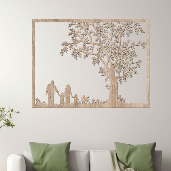 Dřevěný strom na zeď RODINA | Rozměry (cm): 40x32 | Zvolte barvu dekoru: Třešeň