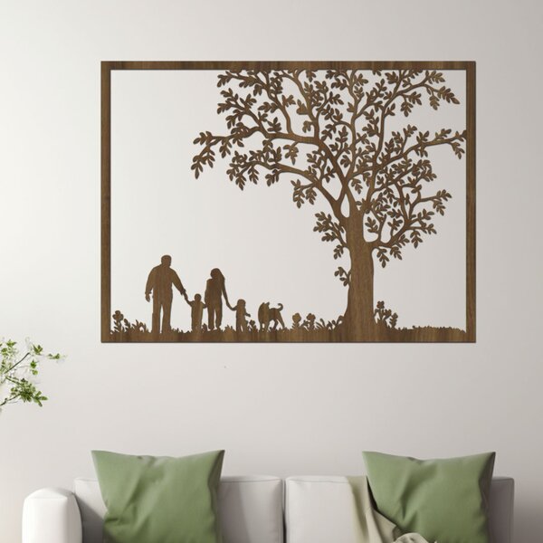 Dřevěný strom na zeď RODINA | Rozměry (cm): 40x32 | Zvolte barvu dekoru: Třešeň