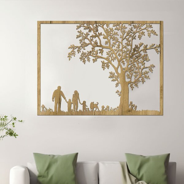 Dřevěný strom na zeď RODINA | Rozměry (cm): 40x32 | Zvolte barvu dekoru: Třešeň