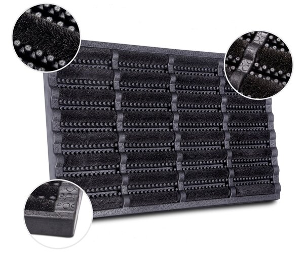 Hanse Home, Venkovní čistící rohož Mix Mats Brushes 105648 Black - na ven i na doma, 40x60, černá, exteriér