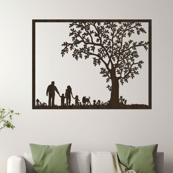 Dřevěný strom na zeď RODINA | Rozměry (cm): 40x32 | Zvolte barvu dekoru: Třešeň