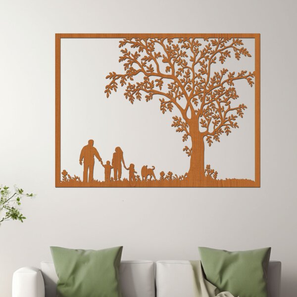 Dřevěný strom na zeď RODINA | Rozměry (cm): 40x32 | Zvolte barvu dekoru: Třešeň