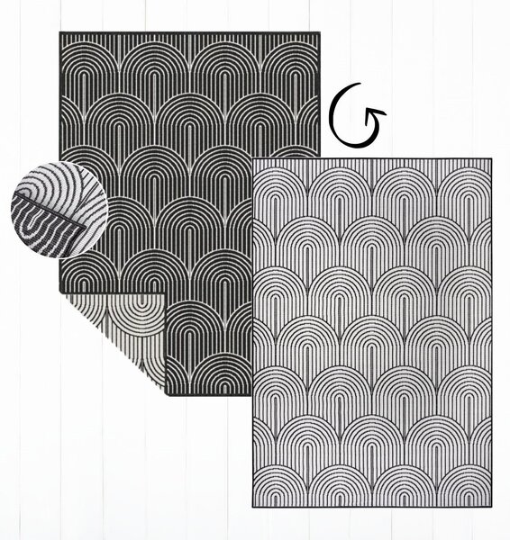 Hanse Home, Kusový koberec Pangli 105852 Black – na ven i na doma, 80x150, černobílá, chodba / předsíň
