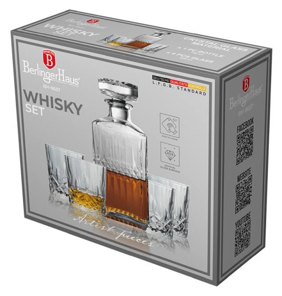 Sada lahve 750 ml a 4 ks sklenic na whisky 220 ml