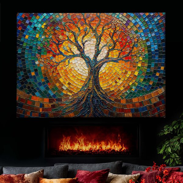 Obraz na plátně - Strom života Mozaika slunečního svitu FeelHappy.cz Velikost obrazu (šířka x výška): 40 x 30 cm