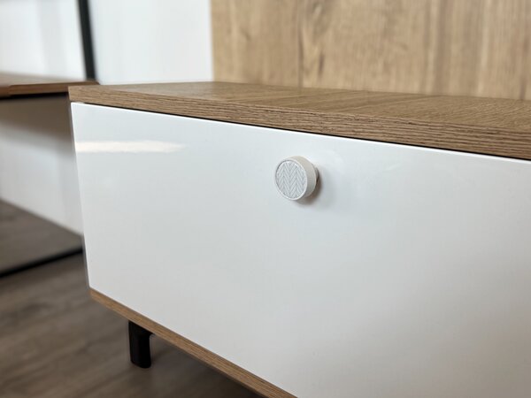 In-Design Nábytková knopka Nero bílá, motiv modrá jedle/bílá V25