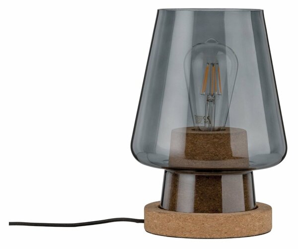 VÝPRODEJ VZORKU Paulmann stolní lampa Iben 1-ramenné kouřové sklo/korek 797.36 P 79736