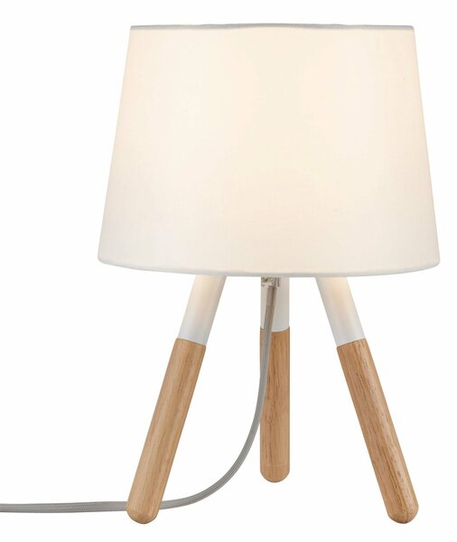 Paulmann stolní lampa Neordic Berit 1-ramenné látkový širm bílá/dřevo 796.46 P 79646
