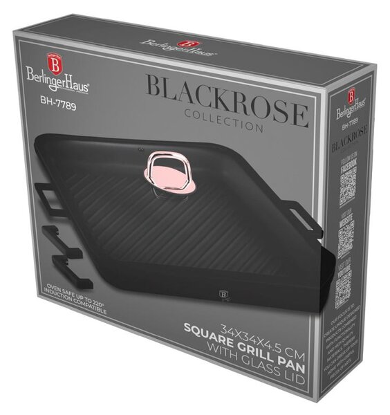 Pánev grilovací s titanovým povrchem a poklicí 34 cm Black Rose Collection