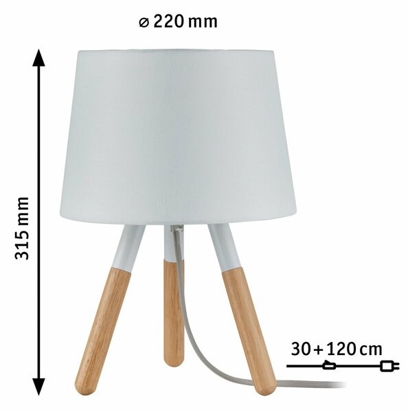 Paulmann stolní lampa Neordic Berit 1-ramenné látkový širm bílá/dřevo 796.46 P 79646