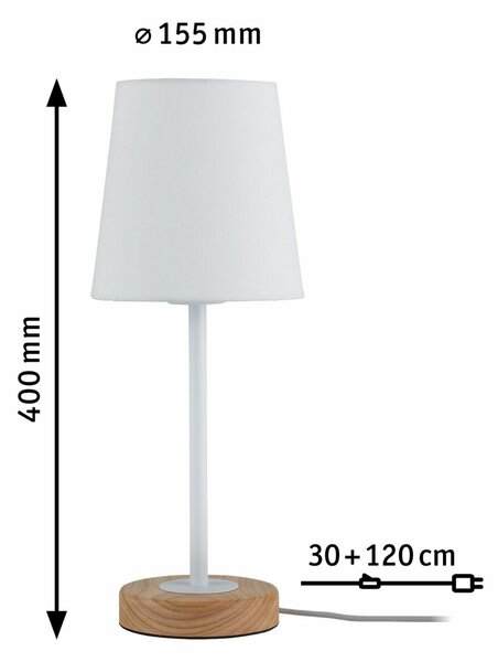 Paulmann stolní lampa Neordic Stellan 1-ramenné látkový širm bílá/dřevo 796.36 P 79636