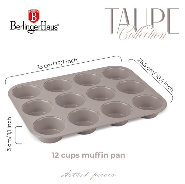 Forma na muffiny s nepřilnavým povrchem 12 ks Taupe Collection