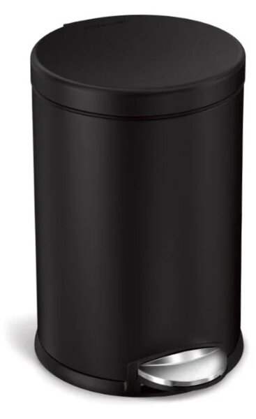 Pedálový odpadkový koš Simplehuman – 4,5 l, kulatý, matná černá ocel