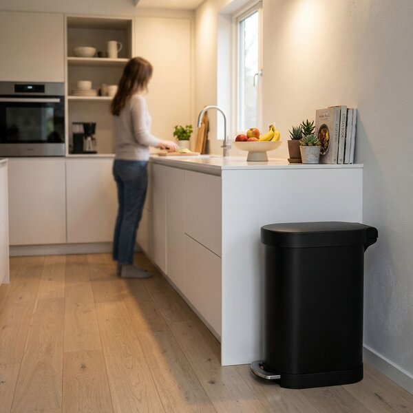 Úzký pedálový odpadkový koš Simplehuman Slim – 45 l, matná černá ocel