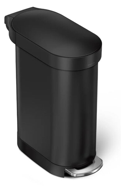 Úzký pedálový odpadkový koš Simplehuman Slim – 45 l, matná černá ocel