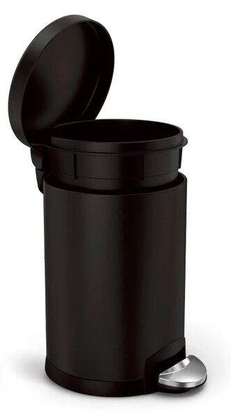 Pedálový odpadkový koš Simplehuman – 4,5 l, kulatý, matná černá ocel