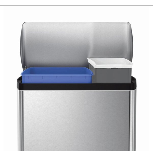Odpadkový koš na tříděný odpad, Simplehuman – 30/16 l, obdélníkový, matná ocel, FPP