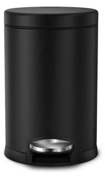 Pedálový odpadkový koš Simplehuman – 4,5 l, kulatý, matná černá ocel