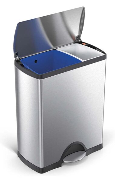 Odpadkový koš na tříděný odpad, Simplehuman – 30/16 l, obdélníkový, matná ocel, FPP