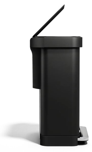 Pedálový odpadkový koš Simplehuman – 55 l, matná černá ocel, kapsa na sáčky