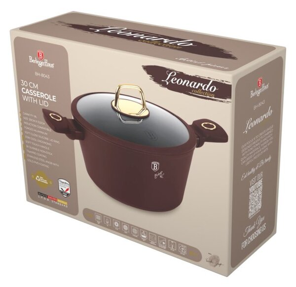 Kastrol s titanovým povrchem a poklicí 30 cm Leonardo Collection