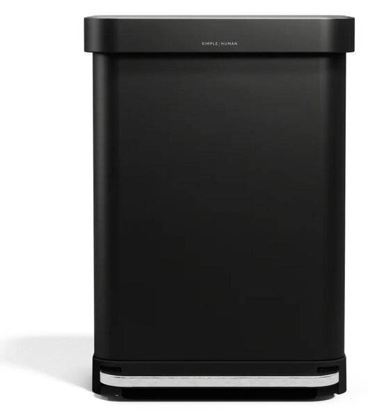 Pedálový odpadkový koš Simplehuman – 55 l, matná černá ocel, kapsa na sáčky