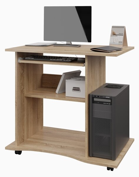 Praktický PC stůl s výsuvnou deskou NEJBY LYLE, dub sonoma
