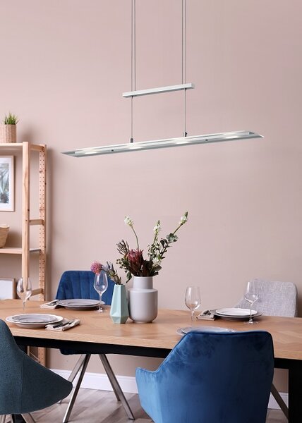 Trio Leuchten R32004107 MILOS - Závěsné stahovací svítidlo v matném niklu , LED 20W, 3000K, 80cm (Stahovací lustr nad stůl nebo sedačku)