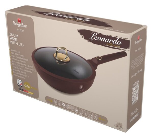 Pánev wok s poklicí a titanovým povrchem 28 cm Leonardo Collection