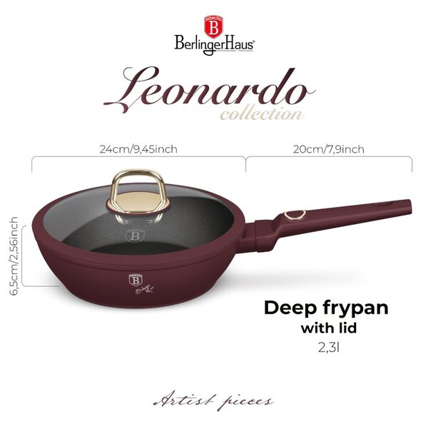 Pánev hluboká s titanovým povrchem a poklicí 24 cm Leonardo Collection