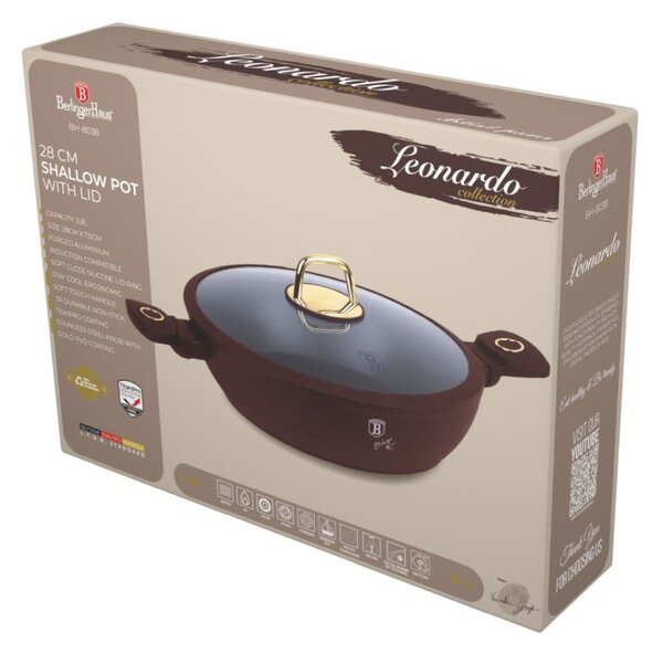 Kastrol s titanovým povrchem a poklicí 28 cm Leonardo Collection