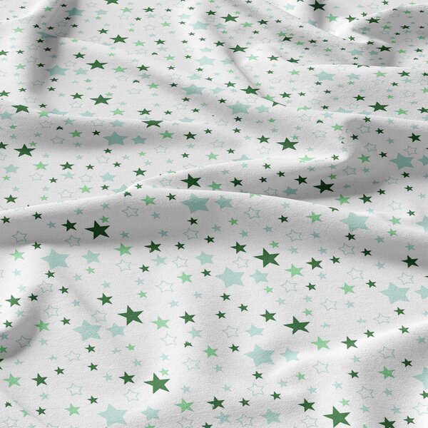 Dětská bavlněná látka bavlna 100%, 125 g/m², šíře 160 cm, hvězdy zelené na bílém