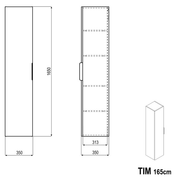 Vysoká skříňka TIM 165 cm